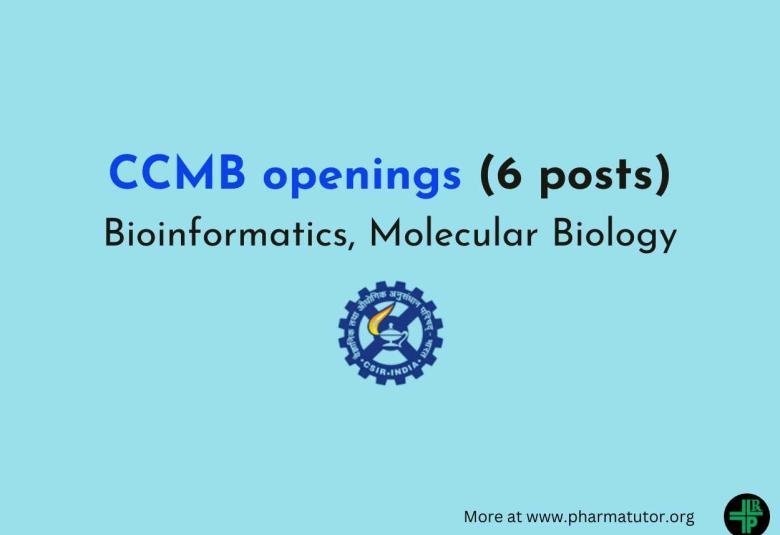 CCMB looking for Project Associate, JRF, Project Assistant in Bioinformatics and Molecular Biology