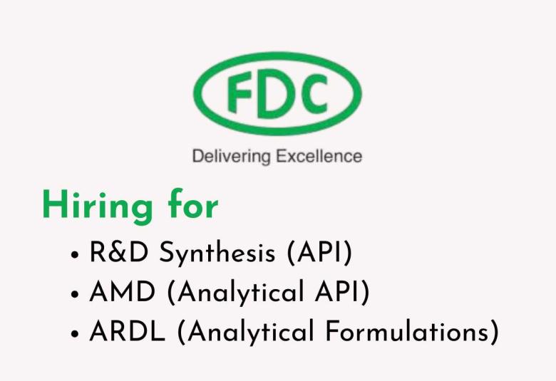 Hiring for R&D Synthesis, AMD, ARDL Department at FDC India
