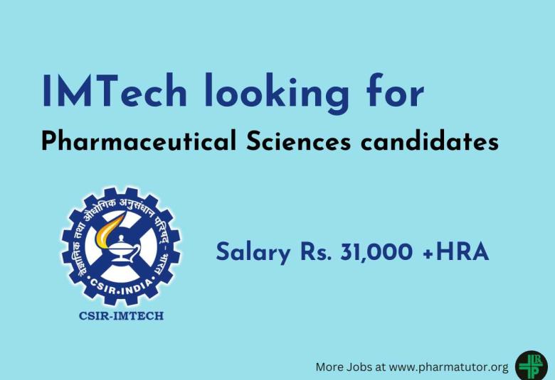 IMTech looking for Pharmaceutical Sciences candidates