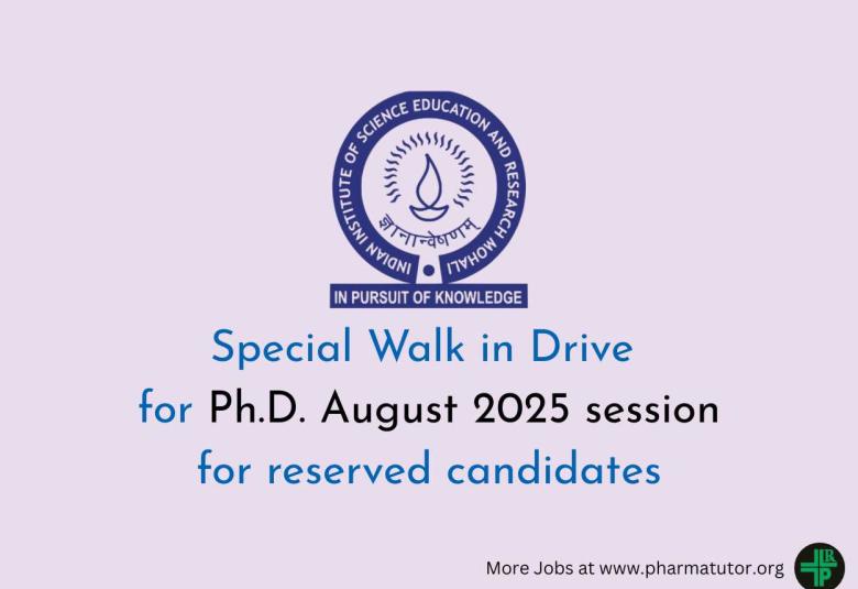 INST Special Walk in Drive for Ph.D. August 2025 session for reserved candidates