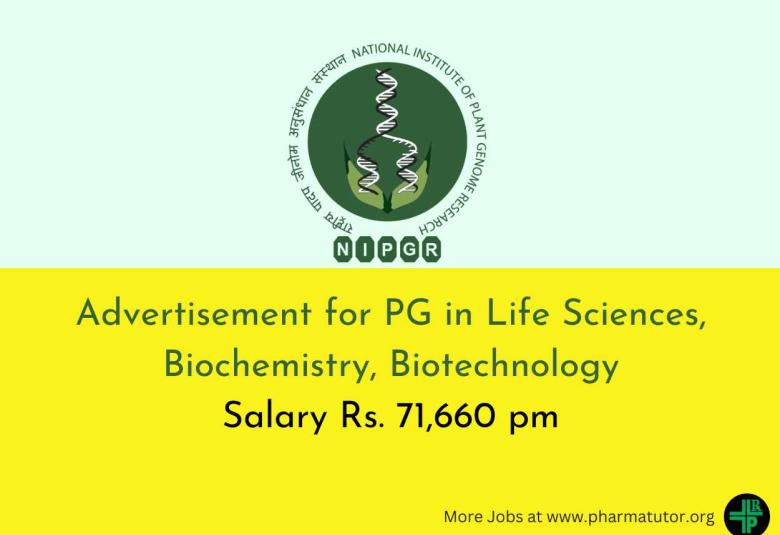 NIPGR Advertisement for PG in Life Sciences, Biochemistry, Biotechnology