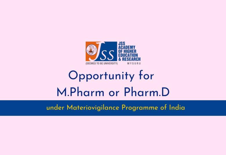 Opportunity for M.Pharm or Pharm.D under Materiovigilance Programme of India