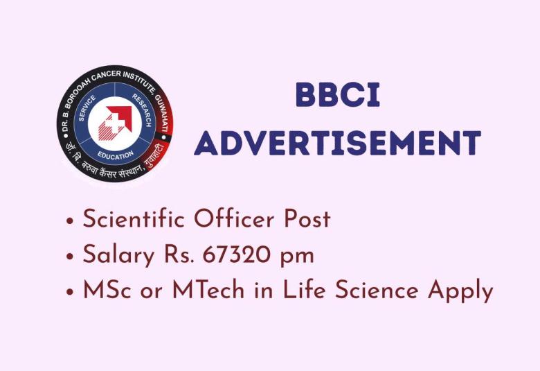 Advertisement for MSc or MTech in Life Science at BBCI