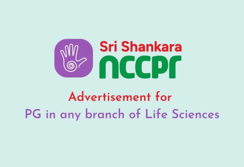 Advertisement for PG in any branch of Life Sciences at SSNCCPR