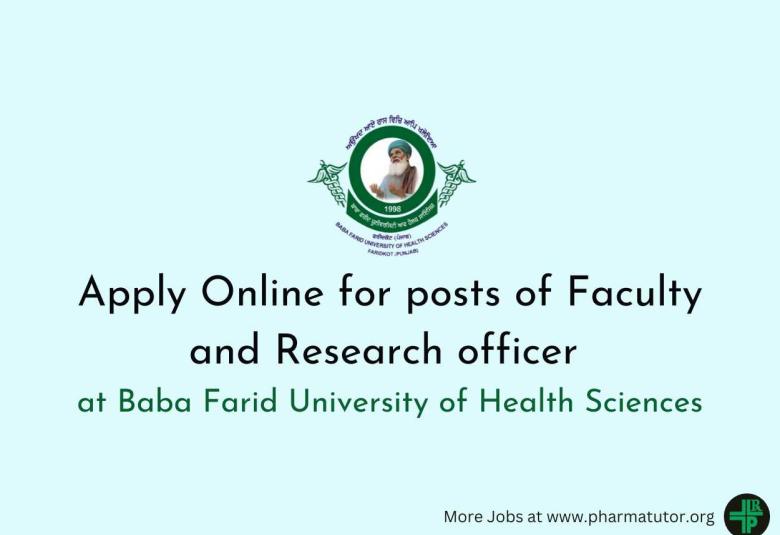Apply Online for posts of Faculty and Research officer at Baba Farid University of Health Sciences