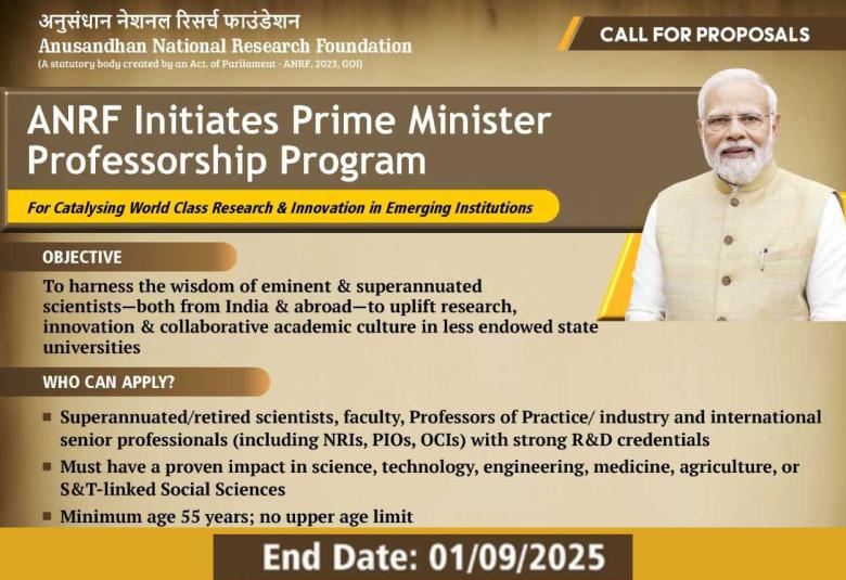 Call for proposals under Prime Minister Professorship