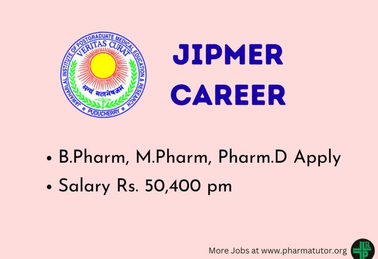 Career for B.Pharm, M.Pharm, Pharm.D as SRF at JIPMER