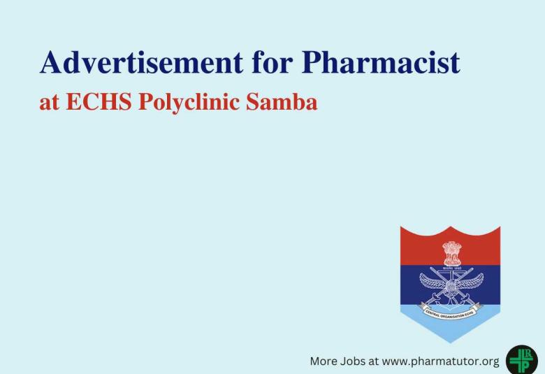 ECHS Samba invites applications for Post of Pharmacist