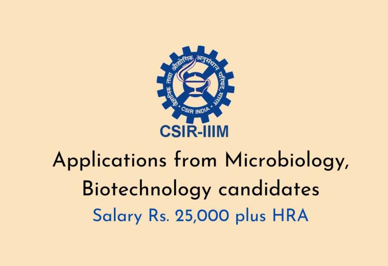 IIIM invites applications from Microbiology, Biotechnology candidates