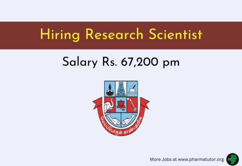 Madurai Kamaraj University Hiring Research Scientist