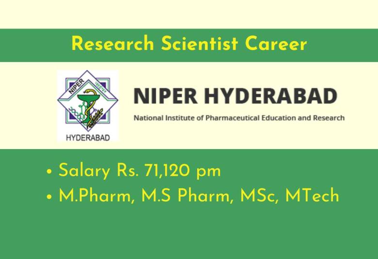 NIPER looking for M.Pharm, M.S Pharm, MSc, MTech candidates