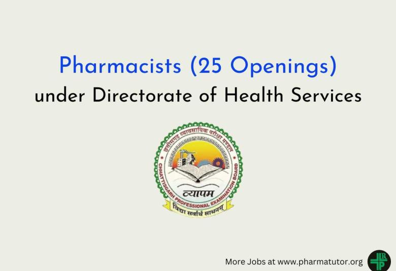 Openings for Pharmacists under Directorate of Health Services