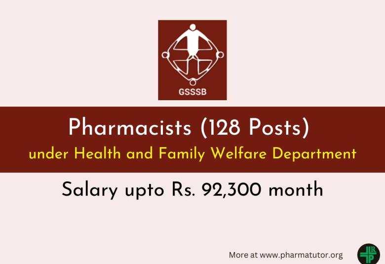Openings for Pharmacists under Health and Family Welfare Department