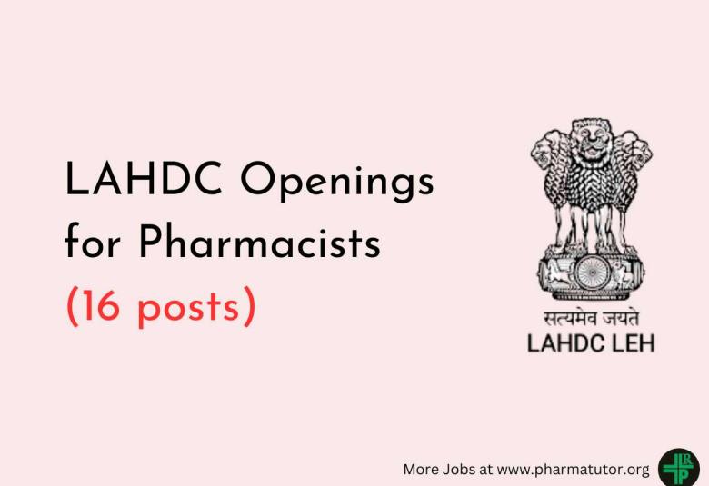Openings for Pharmacists under Leh Autonomous Hill Development Council