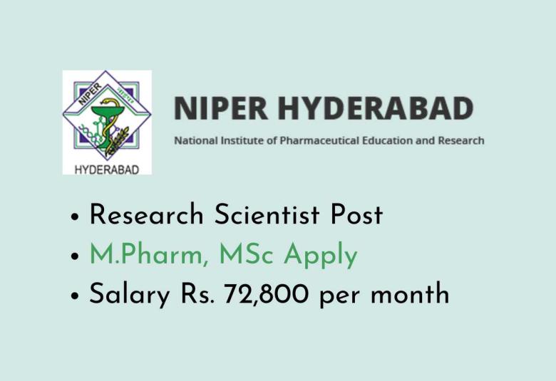 Opportunity for M.Pharm, MSc as Research Scientist at NIPER