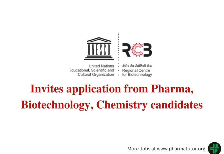 RCB Invites application from Pharma, Biotechnology, Chemistry candidates