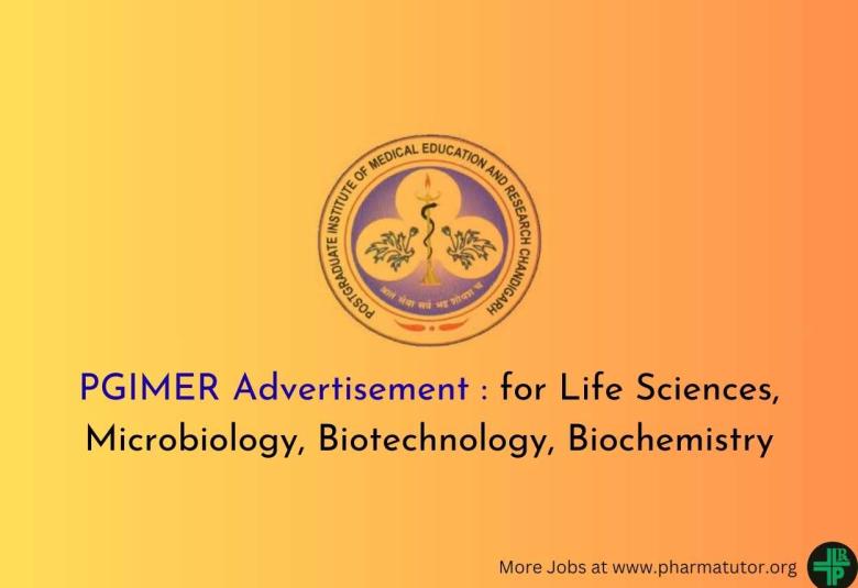 Advertisement for PG in Life Sciences, Microbiology, Biotechnology, Biochemistry at PGIMER