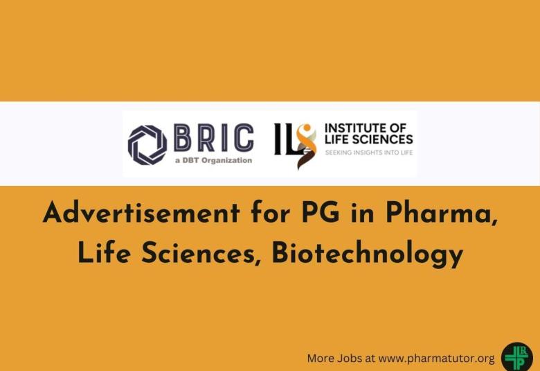 Advertisement for PG in Pharma, Life Sciences, Biotechnology at ILS an autonomous institute of the DBT