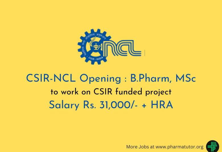 CSIR-NCL looking for B.Pharm, MSc candidates to work on CSIR funded project
