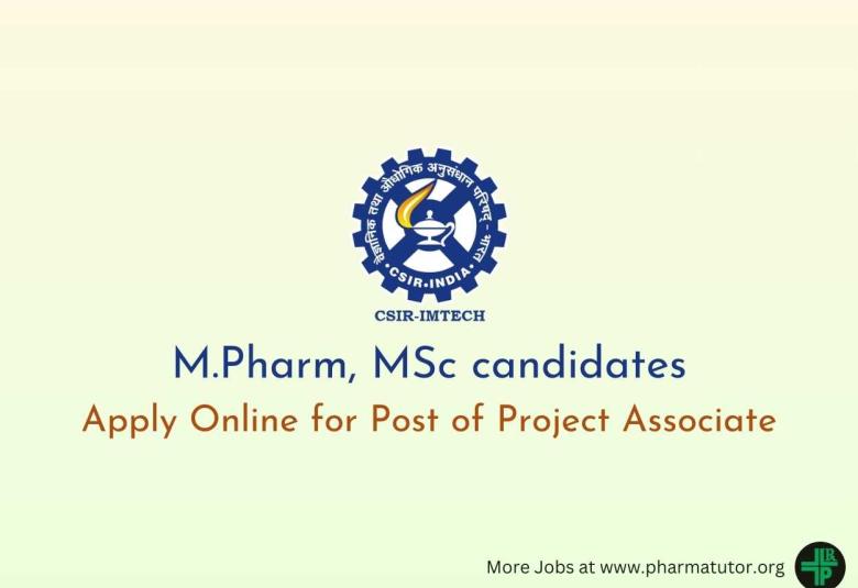 M.Pharm, MSc candidates apply Online for Post of Project Associate at IMTECH