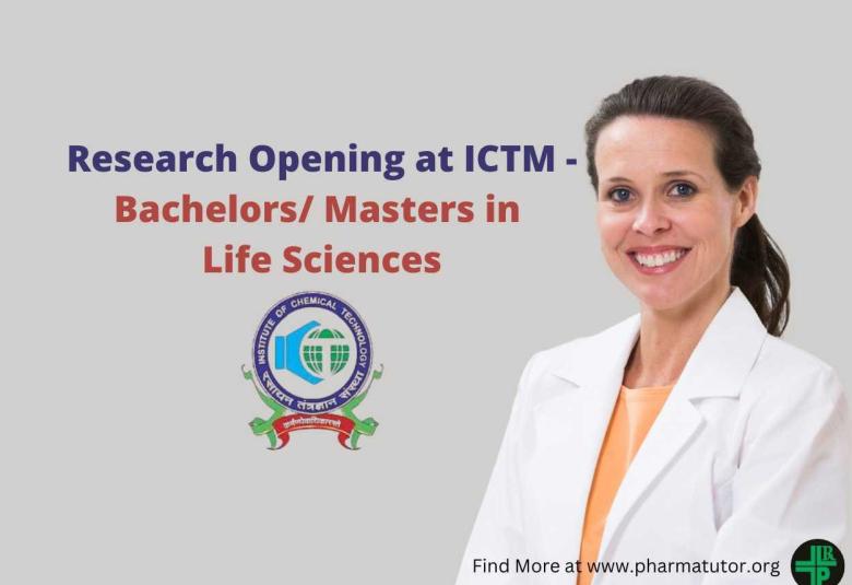 Opening for Project Assistants at ICTM - Bachelors/Masters in sciences/Life Sciences