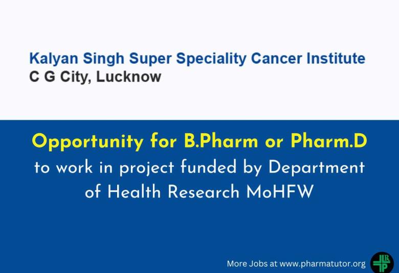 Opportunity for B.Pharm or Pharm.D at Super Speciality Cancer Institute and Hospital