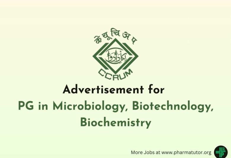 Advertisement for PG in Microbiology, Biotechnology, Biochemistry at CCRUM