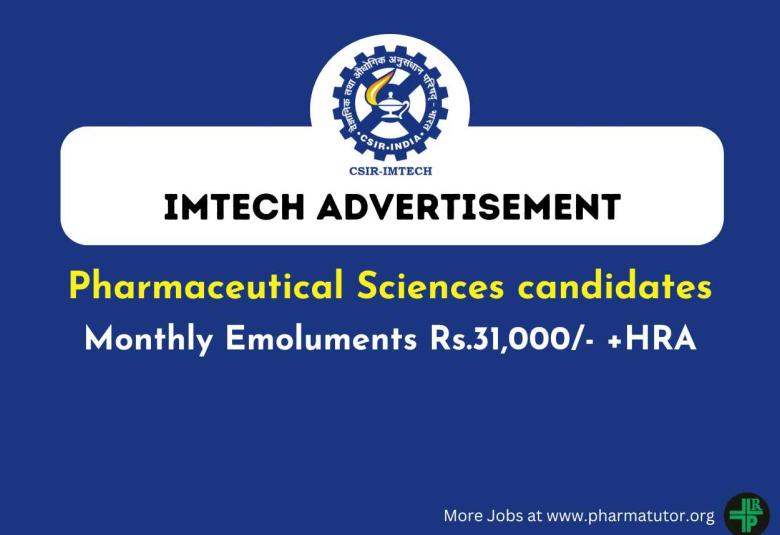 Advertisement for Pharmaceutical Sciences at IMTECH