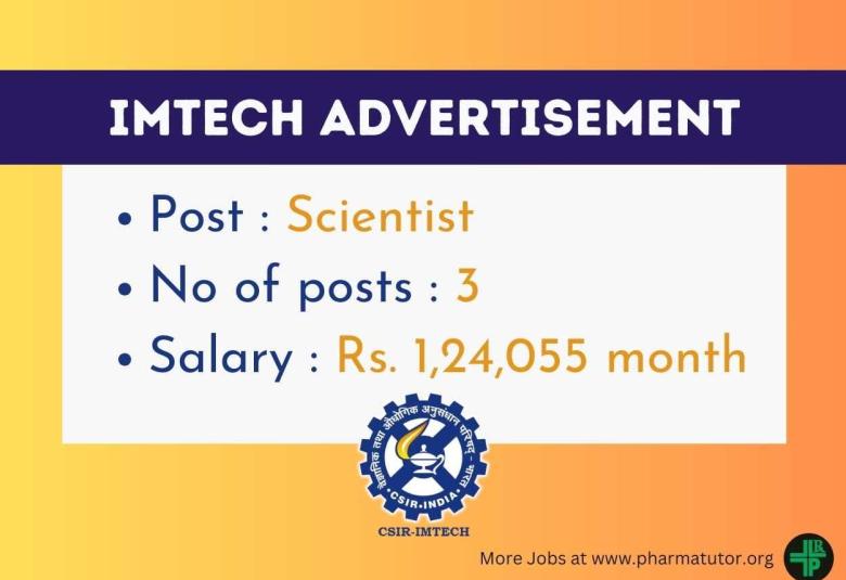 Advertisement for Scientists at Institute of Microbial Technology