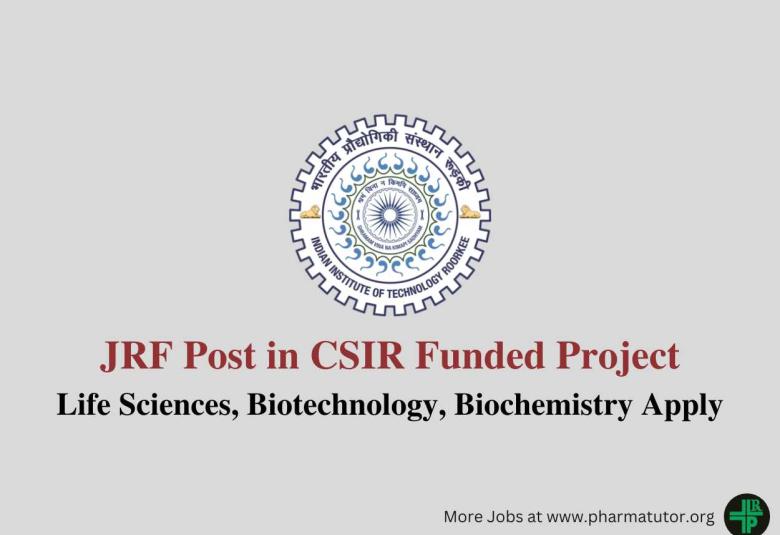 Applications are invited for JRF in CSIR Funded Project at IIT Roorkee