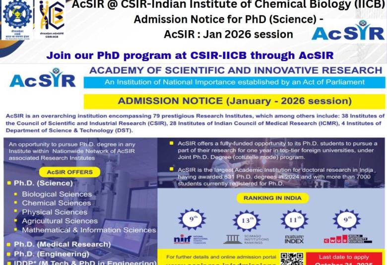 Apply Online for PhD program at CSIR-IICB through AcSIR