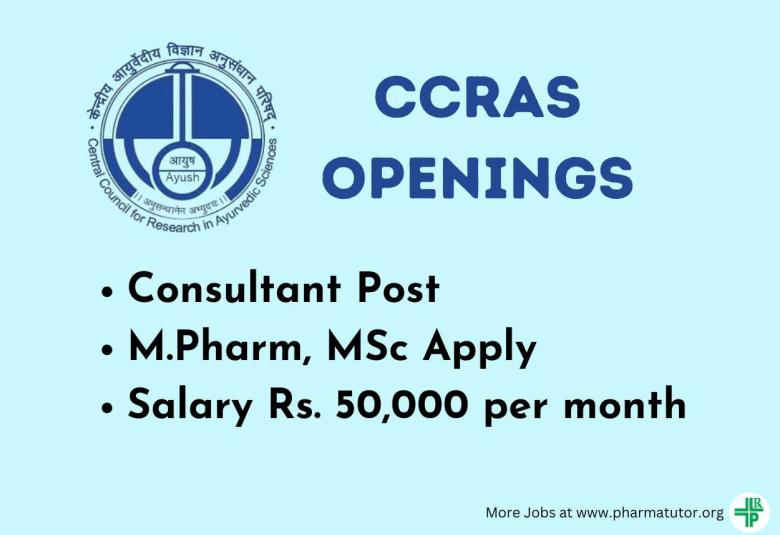Interview for M.Pharm, MSc as Consultant at CCRAS