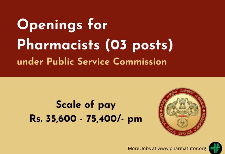 Openings for Pharmacists under Public Service Commission