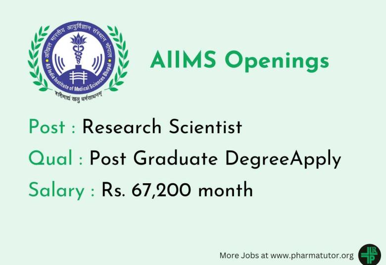 Applications are invited for Research Scientist at AIIMS