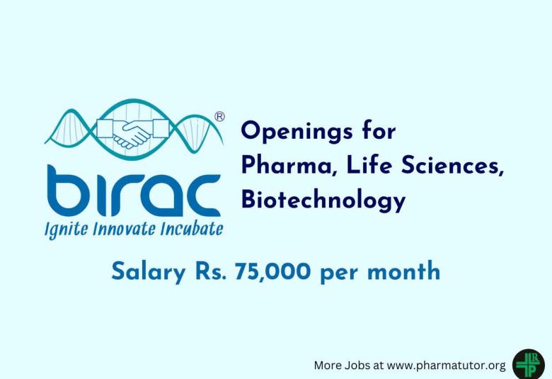 Openings for Pharma, Life Sciences, Biotechnology candidates at BIRAC
