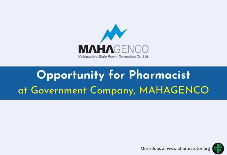 Opportunity for Pharmacist at MAHAGENCO