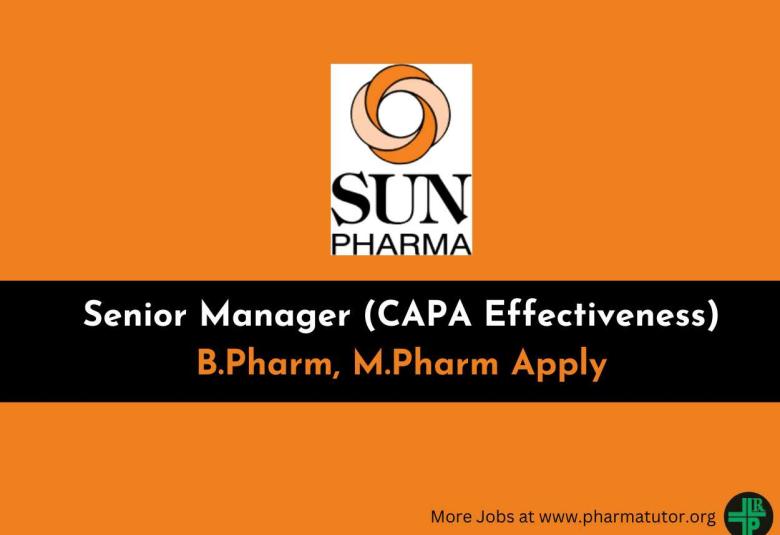 Sun Pharma looking for Senior Manager
