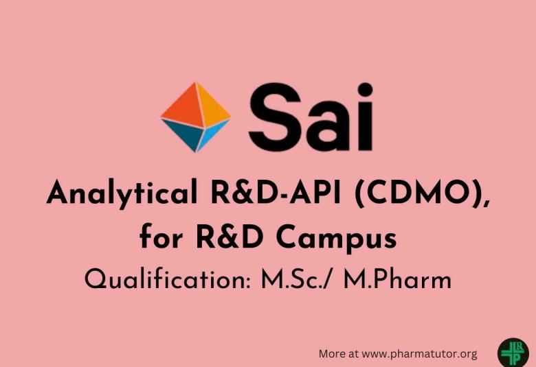 Walk-in-interview for Analytical R&D-API at Sai Life Sciences