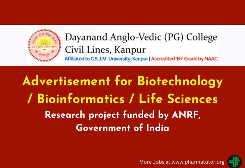 Advertisement for Biotechnology / Bioinformatics / Life Sciences at Dayanand Anglovedic College