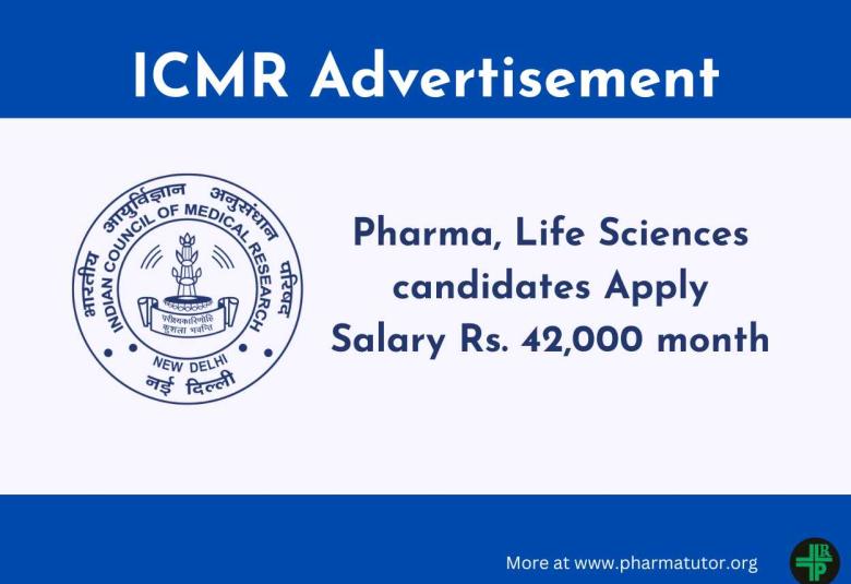 Advertisement for Pharma, Life Sciences candidates at ICMR