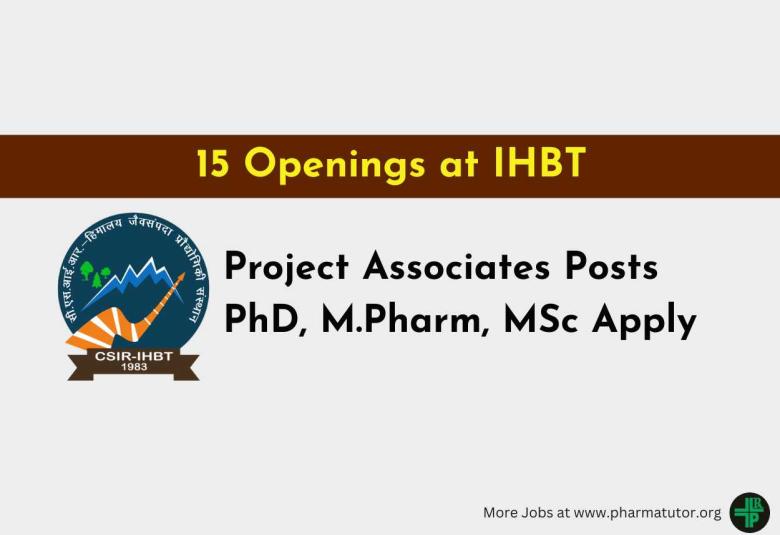 Advertisement for PhD, M.Pharm, MSc at Institute of Himalayan Bioresource Technology