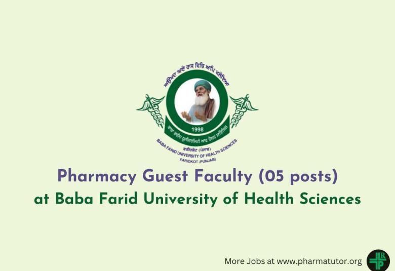 Advertisement for the Post of Pharmacy Guest Faculty at Baba Farid University of Health Sciences