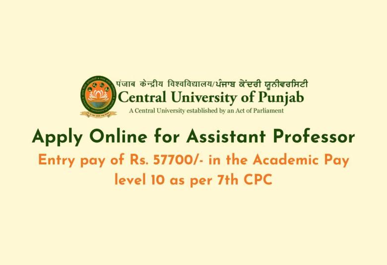 Apply Online for Assistant Professor at Central University of Punjab