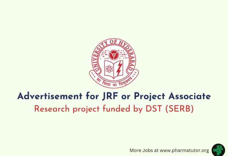 Advertisement for JRF or Project Associate at University of Hyderabad