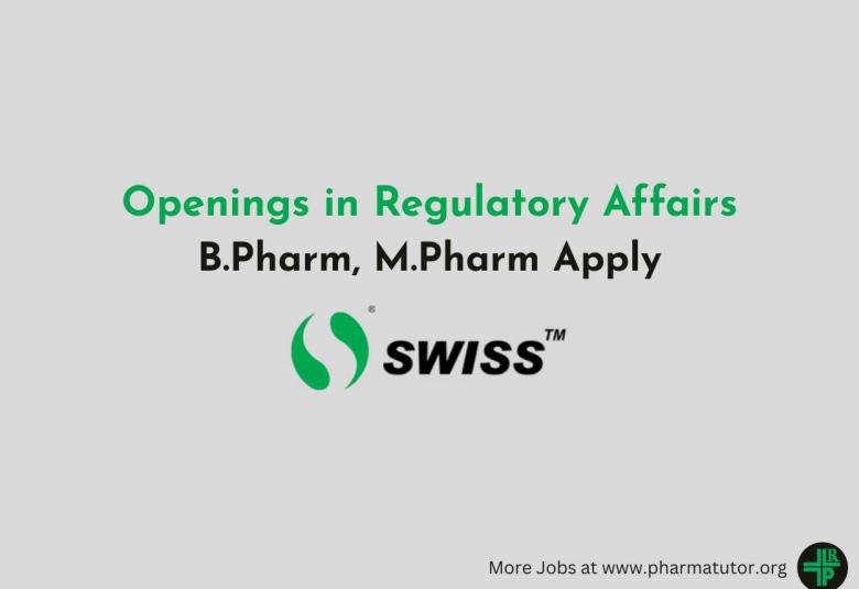 Openings in Regulatory Affairs at Swiss Parenterals