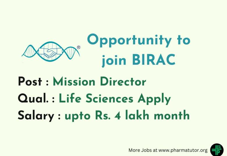 Work as Mission Director at BIRAC - Life Sciences Apply