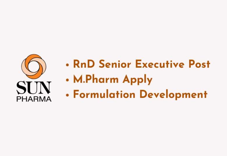 Work as RnD Senior Executive at Sun Pharma