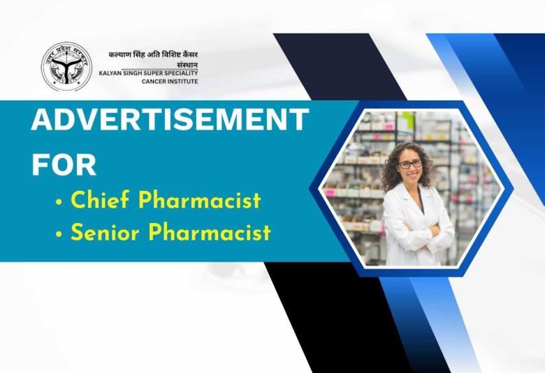 Advertisement for Chief Pharmacist and Senior Pharmacist at Cancer Institute