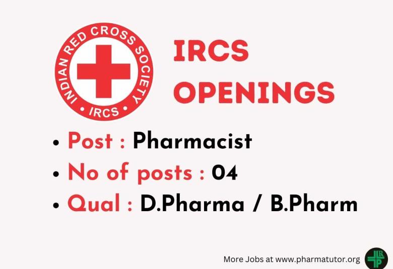 Indian Red Cross Society looking for Pharmacists