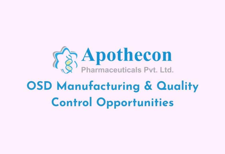 OSD Manufacturing & Quality Control Opportunities at Apothecon Pharmaceuticals